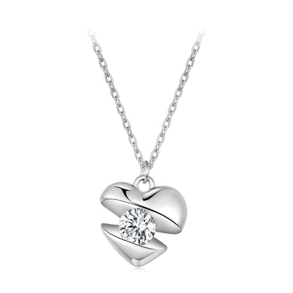 925 Sterling Silver White Gold Plated 40cm+5cm Length CZ Necklace for Women