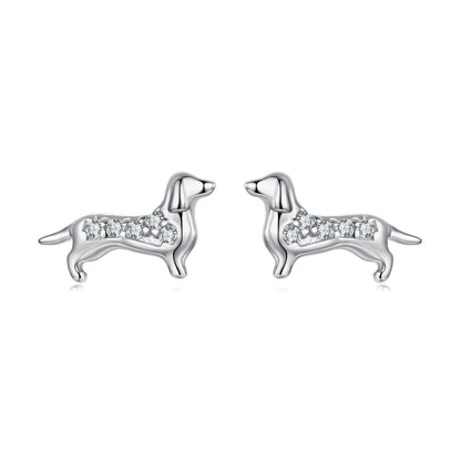 925 Sterling Silver Earrings with Pavé Setting and White Gold Plating for Women