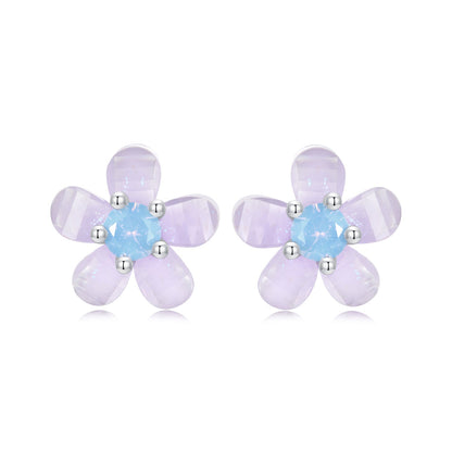 925 Sterling Silver Opal 8mm Earrings for Women