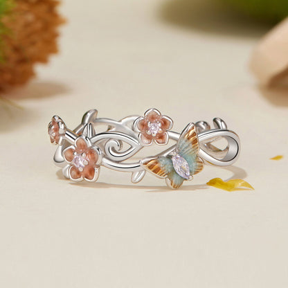 925 Sterling Silver Enamel Pavé Setting Ring for Women