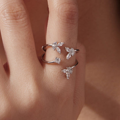 925 Sterling Silver Pavé Setting CZ White Gold Plated Ring 0.18cm for Women