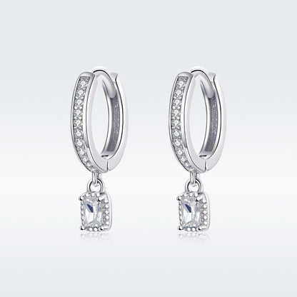 925 Sterling Silver 1.7cm Pavé Setting CZ Earrings