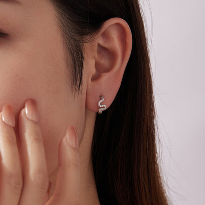 925 Sterling Silver Hoop Earrings with White Gold Plating and CZ Stones