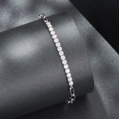 925 Sterling Silver + Moissanite White Gold 21cm Bracelet for Women