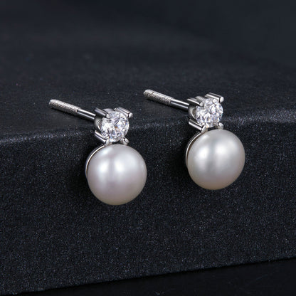 925 Sterling Silver Moissanite 0.1ct Freshwater Pearl Earrings for Women