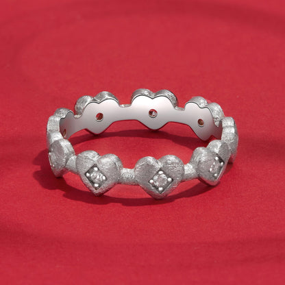 925 Sterling Silver Pave Setting CZ White Gold Plated Ring Size 6 for Women