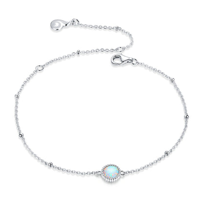 925 Sterling Silver Opal Bracelet for Women - Adjustable Size, Translucent Color
