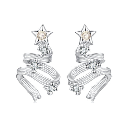 925 Sterling Silver Earrings with White Gold Plating and CZ