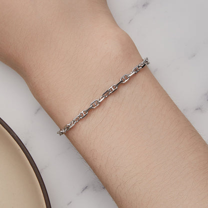 925 Sterling Silver Platinum Plated Bracelet 160+50mm for Women
