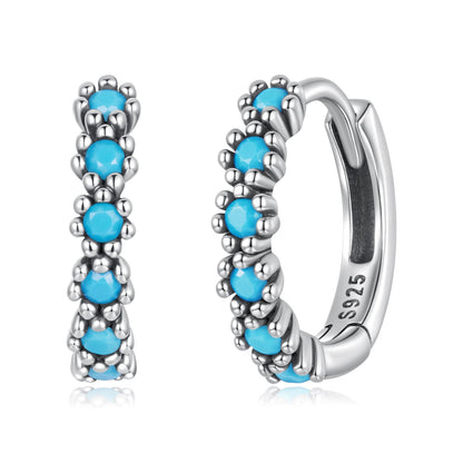 925 Sterling Silver Turquoise Earrings for Women 1.4x0.5cm