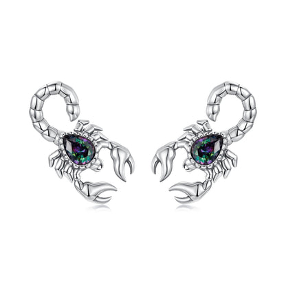 925 Sterling Silver Earrings with Pavé Setting CZ, Oxidized Silver, Size 0.8*1.5cm for Women