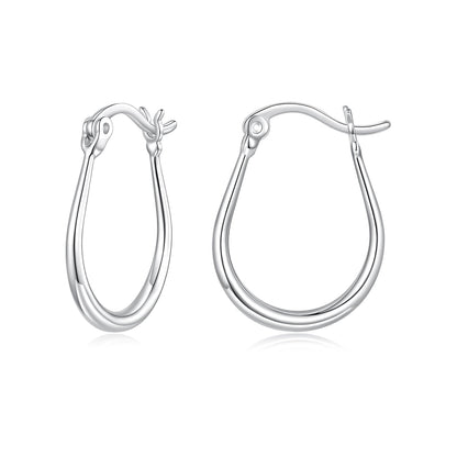 925 Sterling Silver Earrings for Women - 2.9x0.2cm, Plated White Gold, Style L