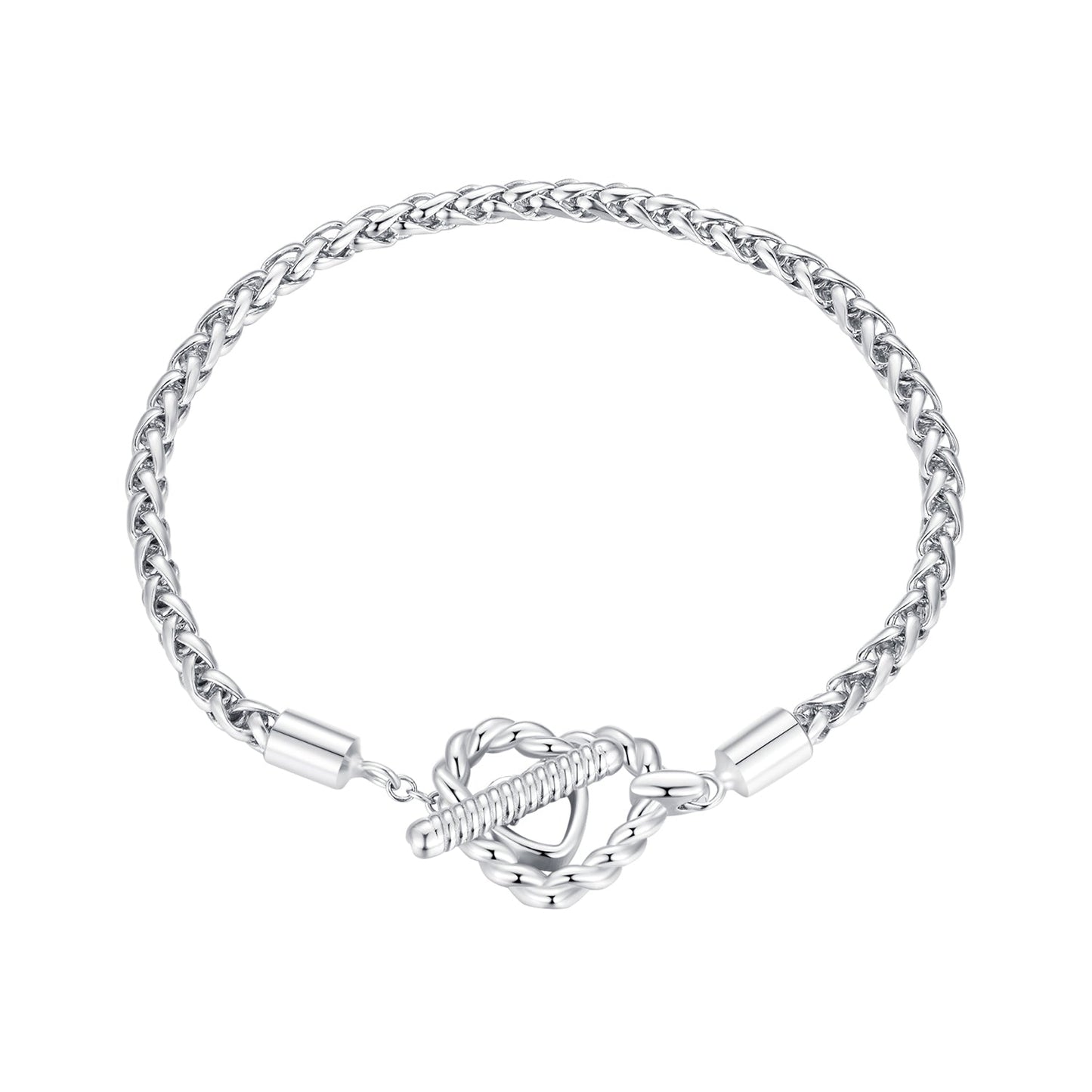 925 Sterling Silver 3.0mm Plated Platinum Bracelet Size 17.0 for Women