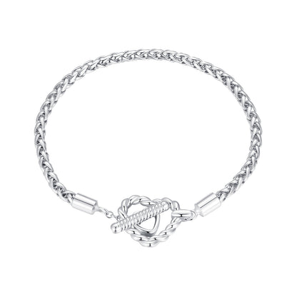 925 Sterling Silver 3.0mm Plated Platinum Bracelet Size 17.0 for Women
