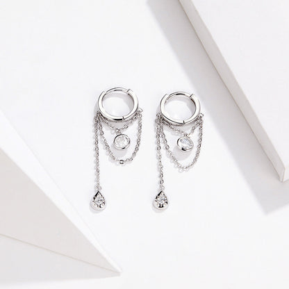 925 Platinum Plated Pavé Setting CZ Earrings