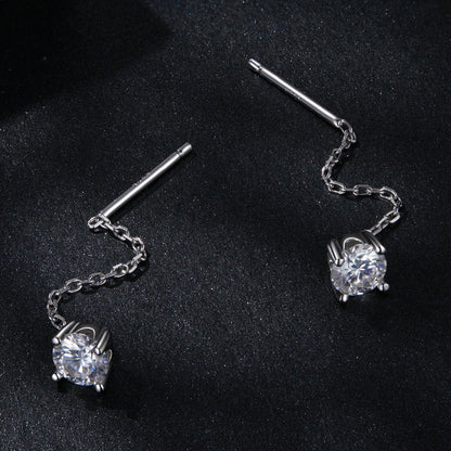 925 Sterling Silver 4.0 Carat Moissanite Earrings for Women