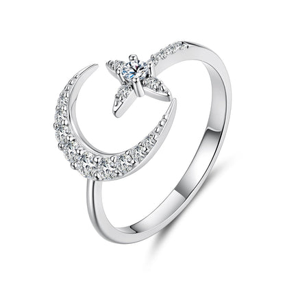 925 Sterling Silver Moissanite 0.25cm White Gold Plated Ring - Size E for Women