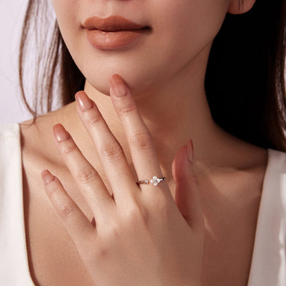 925 Sterling Silver White Gold Plated Ring with Nacre and CZ for Women