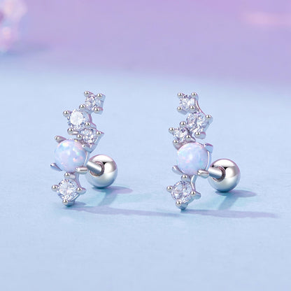 925 Sterling Silver Translucent Opal CZ Earrings for Women