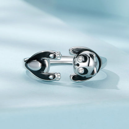 925 Sterling Silver Enamel Process Pavé Setting CZ Ring for Women