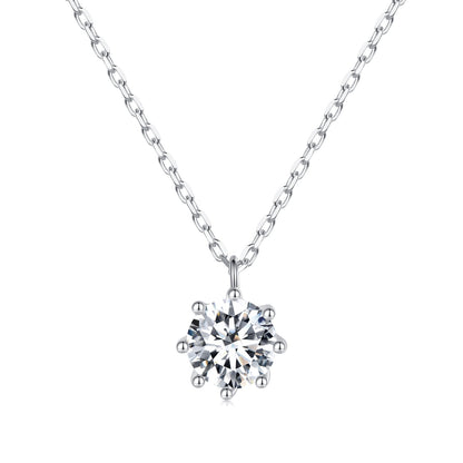 925 Sterling Silver Plated Platinum Moissanite Necklace 39+5cm for Women