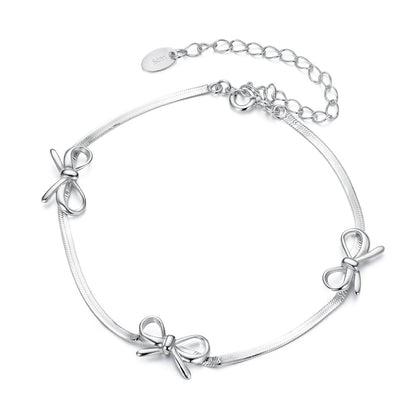 925 Sterling Silver White Gold Plated Adjustable Bracelet for Women