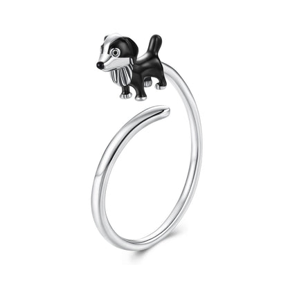 925 Sterling Silver Enamel Oxidized Silver Ring for Dogs