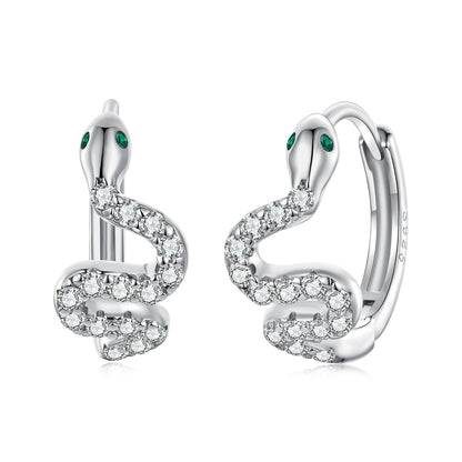 925 Sterling Silver Hoop Earrings with White Gold Plating and CZ Stones