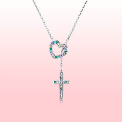 925 Sterling Silver Plated Necklace with Adjustable Length 42.5cm and CZ for Women