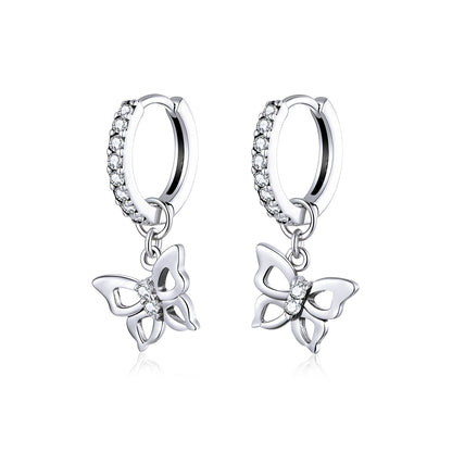 S925 Oxidized Silver Pavé Setting CZ Earrings for Women