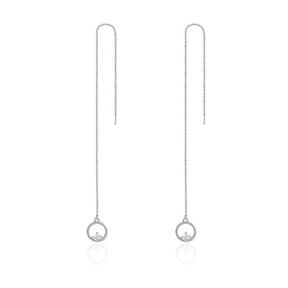 925 Sterling Silver Plated Platinum Pavé Setting CZ Earrings for Women