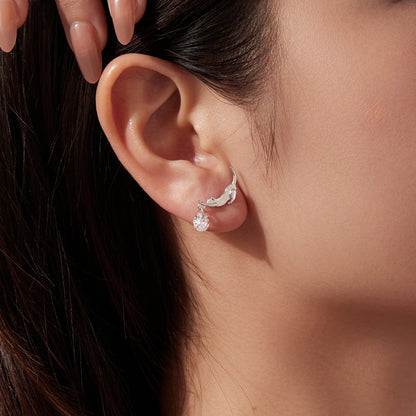 925 Sterling Silver White Gold Plated CZ Earrings 1.6x1.7cm for Women