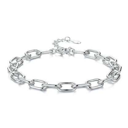 925 Sterling Silver White Gold Plated 15+6cm Adjustable Bracelet for Women