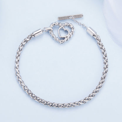 925 Sterling Silver 3.0mm Plated Platinum Bracelet Size 17.0 for Women