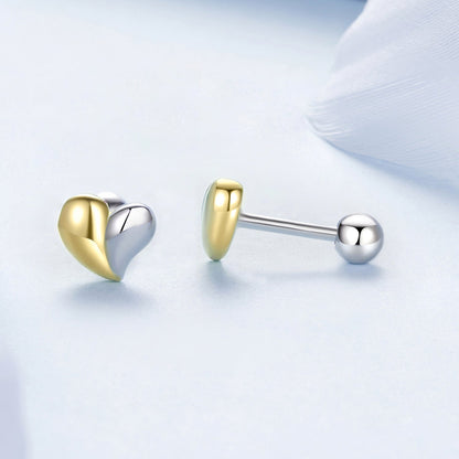 925 Sterling Silver & Plated Gold Earrings for Women - 0.5*0.6cm