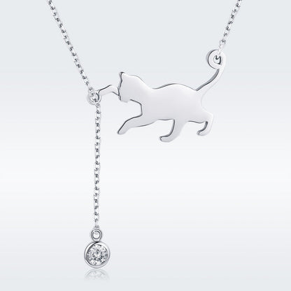 925 Sterling Silver Necklace 38-45cm with 1.4*2.5cm Pendant for Women