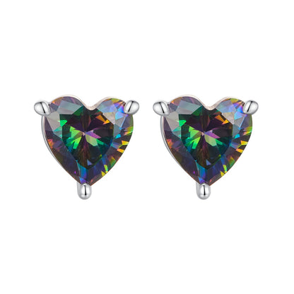 925 Sterling Silver Earrings 7mm Width with Transparent Glass for Women