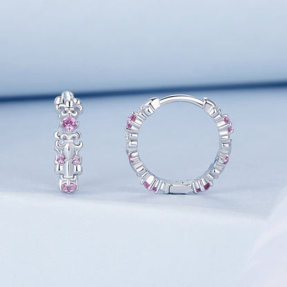 925 Sterling Silver Pavé CZ White Gold Plated Earrings for Women