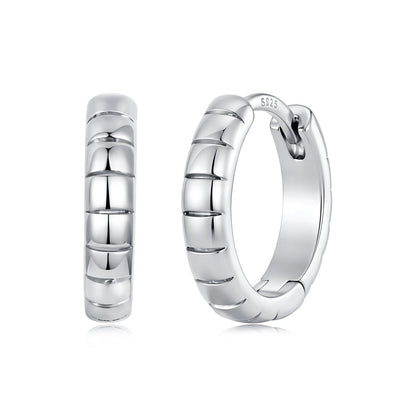 925 Silver White Gold Plated 1.4 x 0.3 cm Hoop Earrings for Women