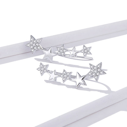 925 Sterling Silver Earrings with Plated Platinum and Pavé Setting CZ