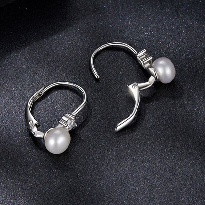 925 Sterling Silver & Moissanite 0.30 Carat Earring with Freshwater Pearl for Women