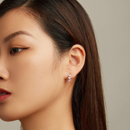 925 Sterling Silver Earrings with Transparent Glass for Women