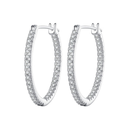 925 Sterling Silver Earrings with Pave Setting CZ in White Gold for Women