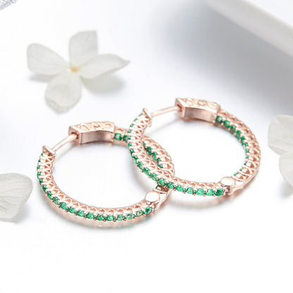 925 Sterling Silver Plated Rose Gold Pavé Setting CZ Earrings