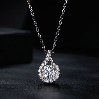 925 Sterling Silver Moissanite Necklace with CZ, 400mm Length, 15x10mm Pendant for Women