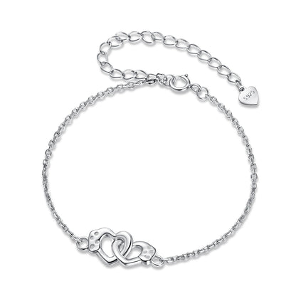 925 Sterling Silver White Gold Plated Chain Bracelet for Women