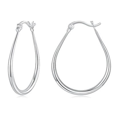 925 Sterling Silver Earrings for Women - 2.9x0.2cm, Plated White Gold, Style L