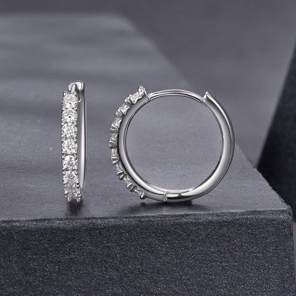 925 Sterling Silver Moissanite 0.03ct White Gold Plated Earrings 1.6cm for Women