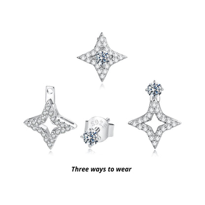 925 Sterling Silver Moissanite 0.1ct Earrings for Women