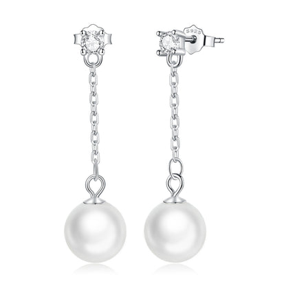 925 Sterling Silver Earrings with Pavé Setting CZ & Quality Shell Pearl